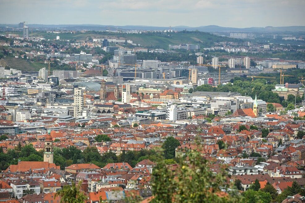 A bird's eye view over Stuttgart.