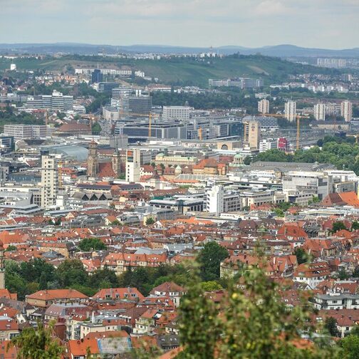 A bird's eye view over Stuttgart.