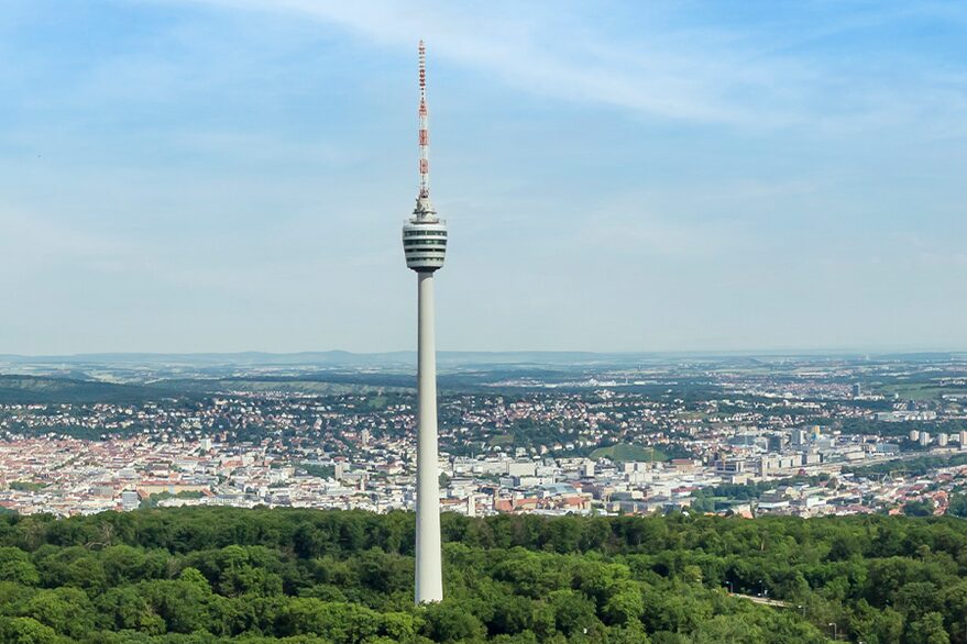View of the Fernsehturm and the City of Stuttgart.