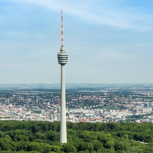View of the Fernsehturm and the City of Stuttgart.